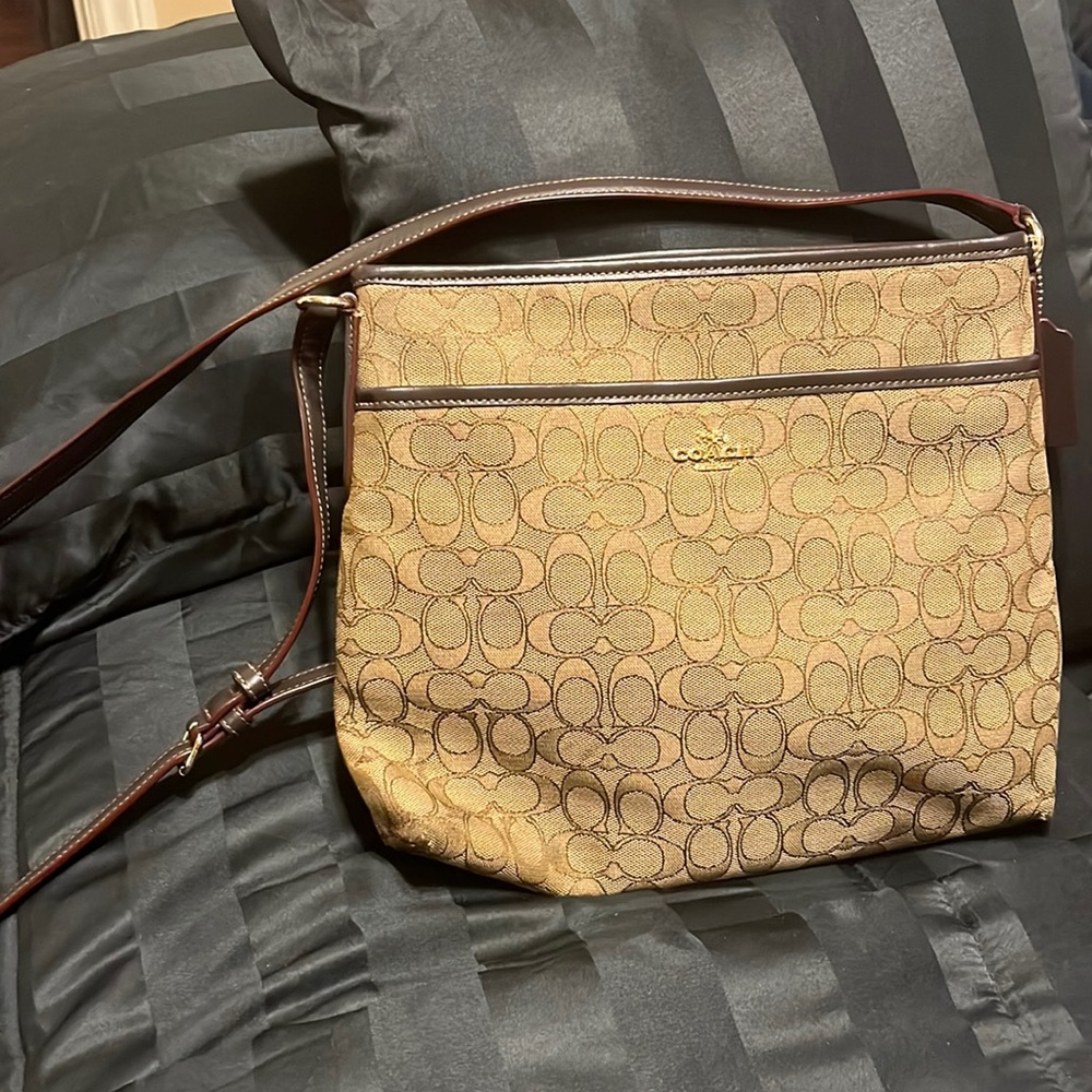 Brown and tan original Coach cross body bag in good condition
